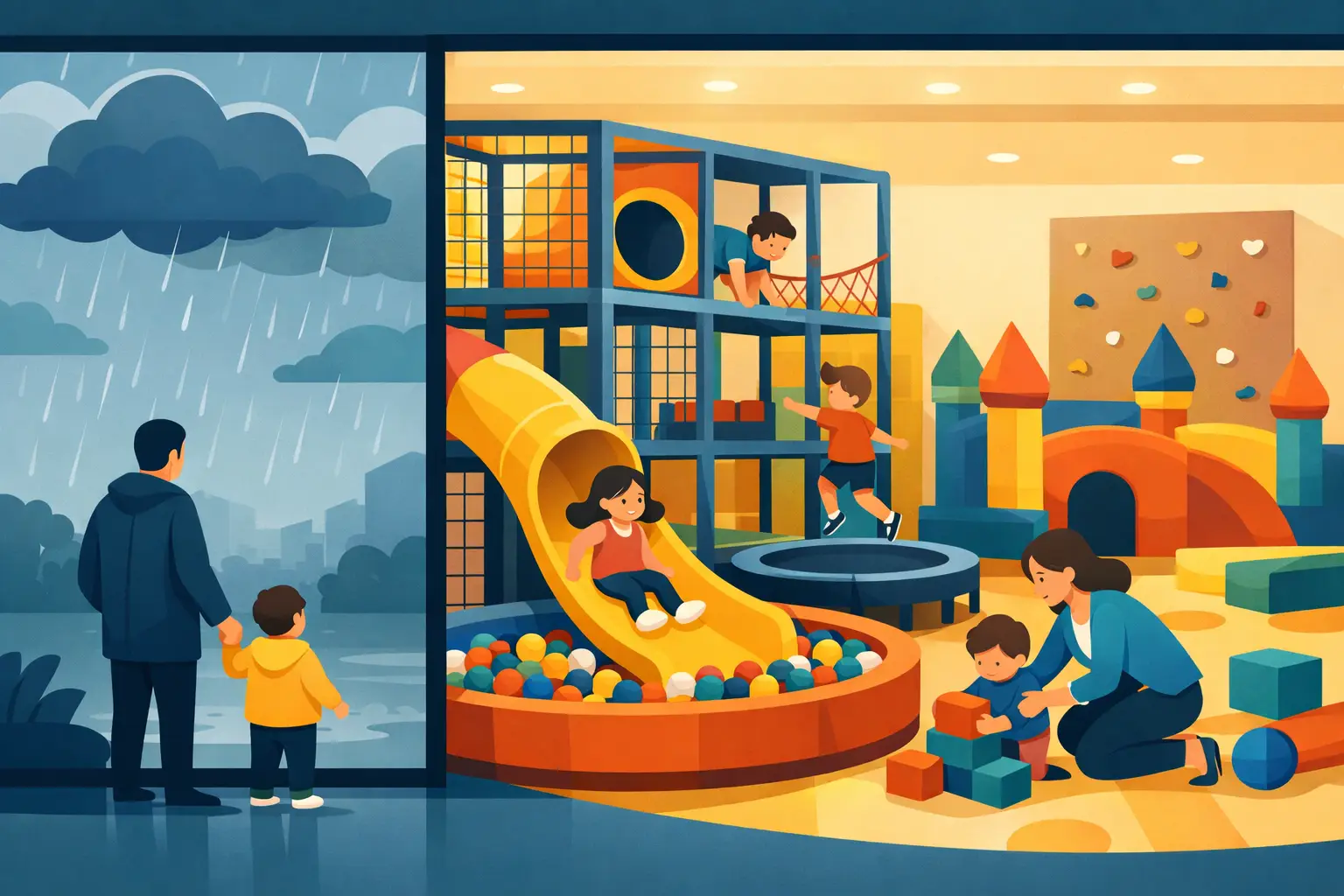 Indoorspielplatz bei schlechtem Wetter nutzen