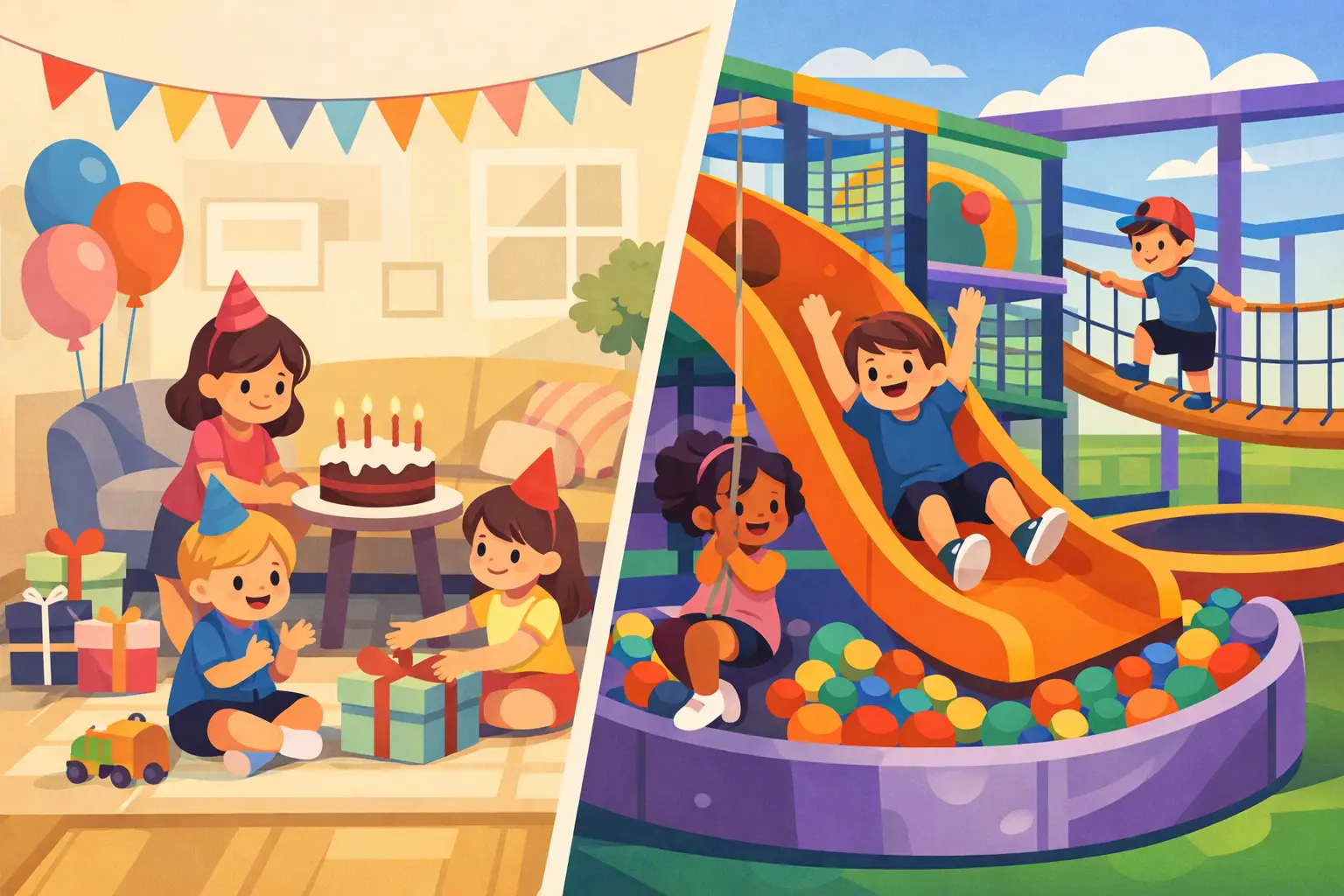 Kinderparty zuhause oder im Indoorpark?